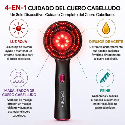Masajeador capilar Lumine 4 en 1 con terapia de luz roja para el crecimiento del cabello y la salud del cuero cabelludo.